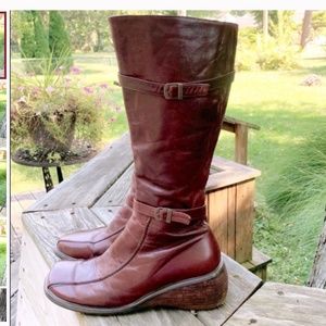 Miz Mooz Tall Leather Cognac Wedge Boots Sz. 10